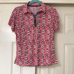 Coral/white/black DKNY golf shirt